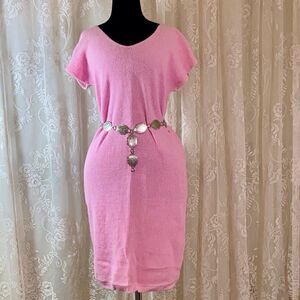 VTG,60s OOPS California Chic Pink Knit Dress Size Medium Belt Not Included
